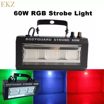Светодиодный RGB стробоскосветильник 60 Вт, сценический прожектор со световым эффектом, дистанционная автоматическая активация звуком для вечеринки, бара, дискотевечерние, вечеринки, КТВ, стробоскоп для диджея