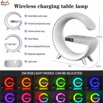 Светодиодный светильник с управлением через приложение, RGB, ночник, атмосферные лампы, цифровой будильник, динамик, беспроводное зарядное устройство, украшение для детской спальни