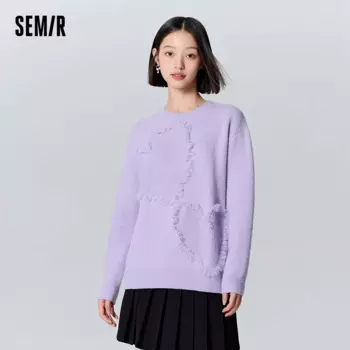 Свитер Semir, Женский жаккардовый свободный Нежный свитер, новинка зимы 2023, милый свитер с надписью Love
