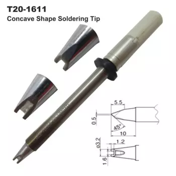 T20-1611 вогнутый V-образный паяльный наконечник, замена для Hakko FX-838 FX838 фотомагнитная фреза для железа без свинца FX8301 FX8302