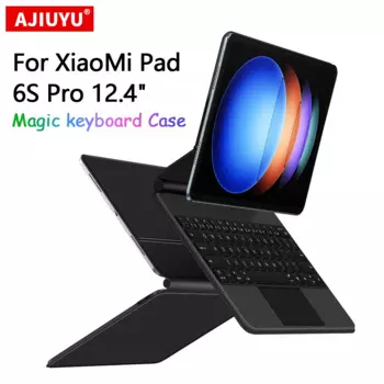 Тачпад Волшебная клавиатура с подсветкой для Xiaomi Pad 6S Pro 12,4 дюймов Funda MI Pad 6S Pro 2024 Магнитный чехол с подставкой русский язык