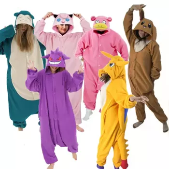 TAKARA TOMY Покемон Snorlax Eevee Сквиртл Bulbasaur Комбинезоны Косплей Gengar Kigurumi костюм Хэллоуин Аниме взрослые пижамы
