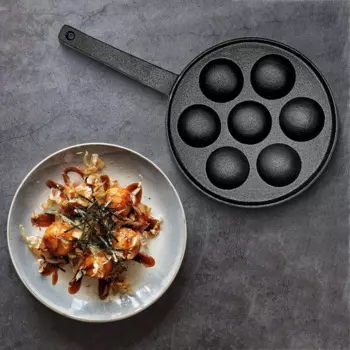 Takoyaki Maker 7-луночная сковорода-гриль для торта, простая в использовании портативная кухонная сковорода для выпечки, сковорода для выпечки такояки, гриль-плита для пикника, выпечки