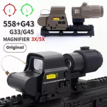 Тактическая лупа для страйкбола G45 5X 558 553 EXPS3 Red Dot Combo Scope Optics QD Mount Weaver Fit 20 мм Крепление на рейку с полной маркировкой