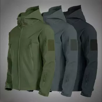 Тактическая мягкая куртка Sharkskin, ветрозащитная и водонепроницаемая куртка, Мужская армейская куртка-бомбер с капюшоном