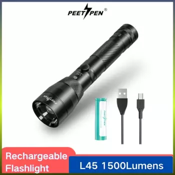 Тактическая вспышка PEETPEN L45, 18650 лм, зарядка через USB, батарея, светодиодный светильник для самообороны, поиск похода