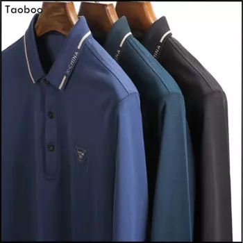 Taoboo 2022 Новая Винтажная Стильная мужская рубашка-поло, Классическая однотонная модная футболка с длинным рукавом, осенняя деловая повседневная мужская одежда