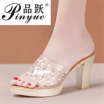 Тапочки женские летние на каблуке, 8 см, размер 32-43