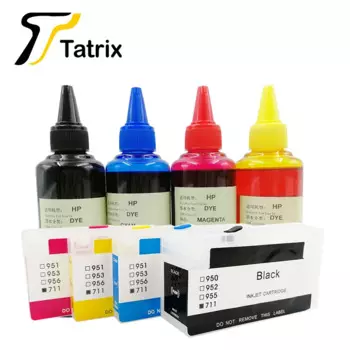 Tatrix 4 цвета для HP 711 пустой пополняемый картридж с сбрасываемым чипом для струйного принтера HP DesignJet T120 T520 711XL