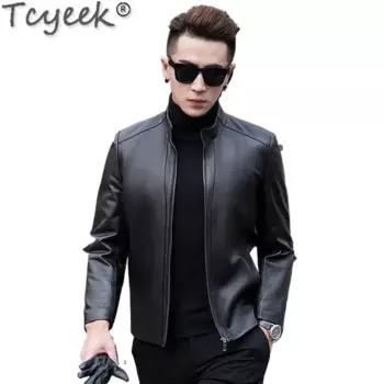 Tcyeek мужские куртки из натуральной кожи, весенне-осенняя одежда, дубленки с воротником-стойкой, мужские кожаные куртки Jaqueta De Couro 2024
