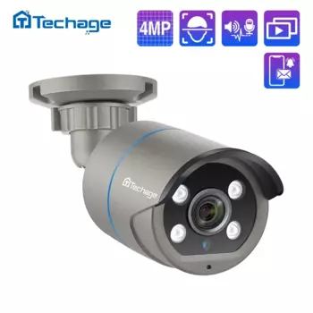 Techage 4MP двухсторонняя аудио POE IP камера H.265 IP66 водонепроницаемая наружная видеокамера видеонаблюдения для системы POE