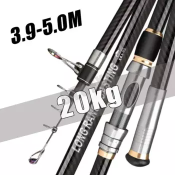 Телескопическая удочка 3,9 м 4,2 м 5,0 м дорожная удочка для серфинга, спиннинговая мощность 20-250 г, карбоновая удочка для серфинга, карманная удочка