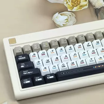 Тема максимилизма, русская клавиатура, PBT, вишневый профиль, L-образная форма, клавиша Enter, креативные черно-белые ретро-клавишные колпачки, аксессуары для клавиатуры «сделай сам»