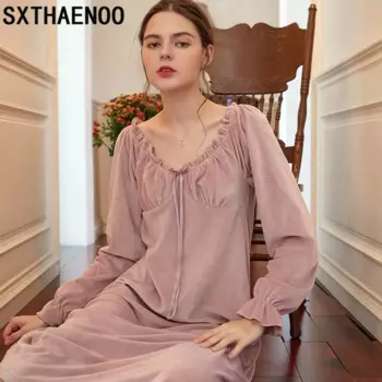 Теплая ночная рубашка SXTHAENOO из норковой шерсти для принцесс, женская зимняя розовая Милая Ночная рубашка, Ночная одежда