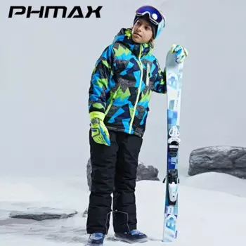 Теплая водонепроницаемая детская Лыжная куртка PHMAX, детский лыжный комбинезон, зимняя куртка для сноуборда 2022, уличные зимние штаны для мальчиков и девочек, костюмы