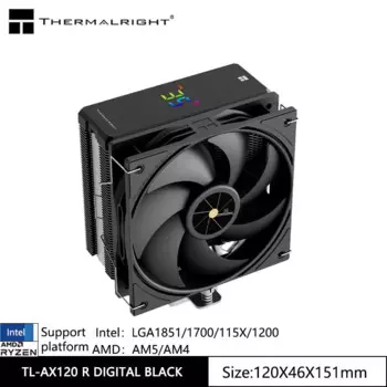 Thermalright TL-AX120 R ЦИФРОВОЙ радиатор воздушного охлаждения процессора, тепловые трубы AGHP4.0/4, поддержка LGA1851/1700/115X/1200/AM5/AM4