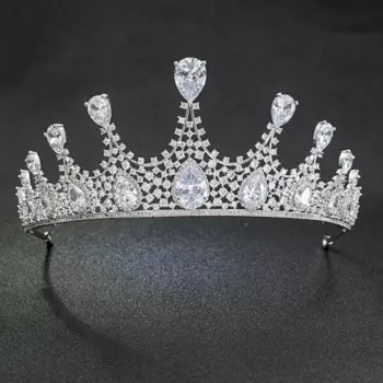 Тиара Свадебная Серебряная диадема с фианитом, 6,5 см