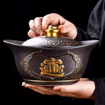 Tieguanyin Золотой окрашенный строительный Ретро домашний чайник, Подарочная коробка, керамический черный чай, зеленый чай, белый чайник, герметичная банка, поделки для дома