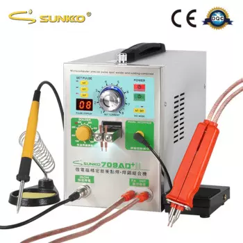 Точечный сварочный аппарат SUNKKO 709AD + для литиевых аккумуляторов, сварочный аппарат точечная Импульсная Сварка кВт с автоматическим измерением, с паяльной ручкой