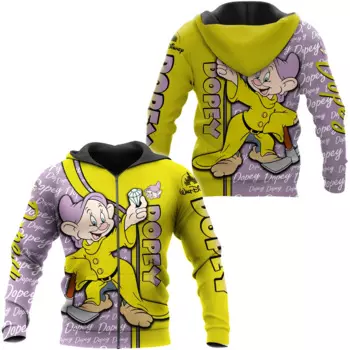 Толстовка с капюшоном Disney Dopey карликовая, мультяшный рисунок, наряды, одежда для мужчин, женщин, детей, малышей, худи 3D