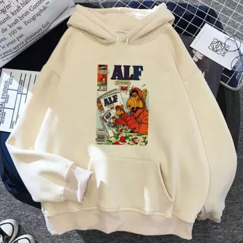 Толстовки с капюшоном Alf, женский милый флисовый спортивный костюм с аниме графикой, Женская аниме одежда