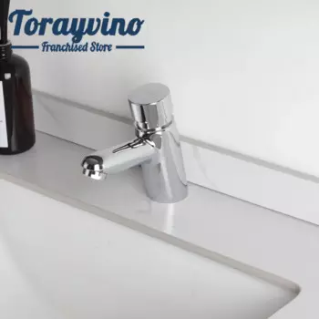 Torayvino автоматически закрывает только кран для холодной воды, хромированный смеситель для раковины с одним отверстием воды продлевает время потока воды