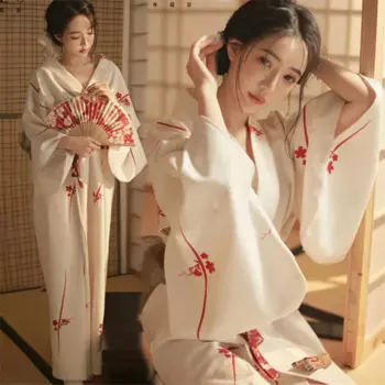 Традиционное кимоно в японском стиле, повседневное женское кимоно самурая, Geisha, белая, хаори, юката, с бантом, модная свободная одежда высокого качества