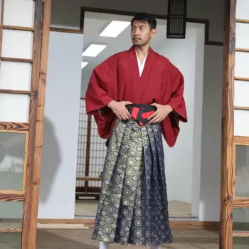 Традиционное японское кимоно для мужчин Hangdeng Hakama с топами и юбкой и поясом