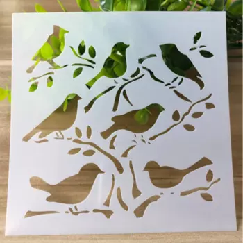Трафарет для рисования flock of birds tree