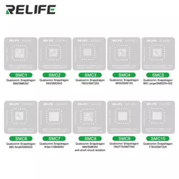 Трафарет RELIFE RL-044 Stencil для Android CPU Series, набор трафаретов из оловянной стали для посадки микросхем для EMMC MTC ACU HIC SMC Series