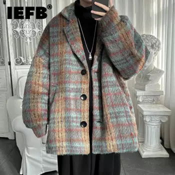 Тренч IEFB мужской в клетку/полоску, нишевой дизайн, повседневный однобортный свободный, в винтажном стиле, осенняя мода, 9C7762