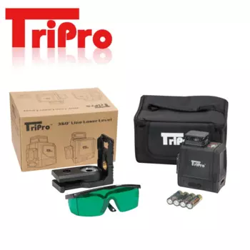 Tripro 3D 1x360 самовыравнивающийся поворотный крестообразный лазерный уровень Зеленого Цвета 360 опционально с фотоэлементами