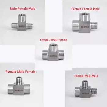Тройник из нержавеющей стали 1/8", 1/4", 3/8", 1/2" BSP NPT
