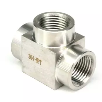 Тройник из нержавеющей стали с внутренним давлением NPT 3/8 дюйма, 3500psi 304, 3-ходовой фитинг для труб, воды, газа, масла