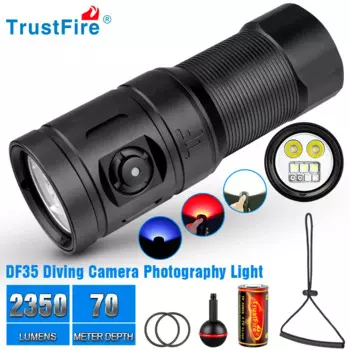 Trustfire DF35 фонасветильник для дайвинга 2350 люмен светодиодный прожектор заливающий УФ/красный/белый свет подводная лампа для подводной Камеры