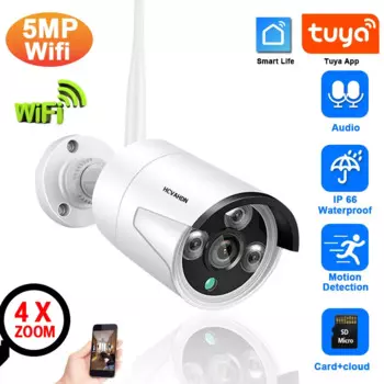 Tuya 5MP HD Bullet Wi-Fi камера уличная водонепроницаемая защита видеонаблюдения камера видеонаблюдения Smart Life беспроводная IP-камера