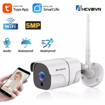 Tuya 5MP Wi-Fi пуля камера безопасности уличная 2-сторонняя аудио беспроводная IP-камера видеонаблюдения система видеонаблюдения Smart Life водонепроницаемая