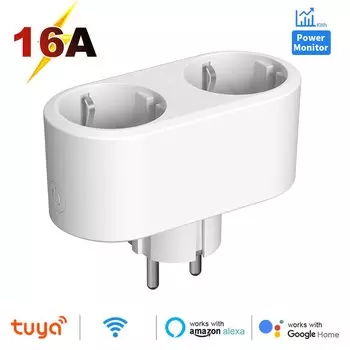 Tuya Smart 2 в 1 Wi-Fi розетка 16A с контролем мощности