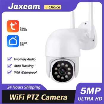 Tuya Smart Life 5MP PTZ Wi-Fi IP-камера Открытый 4-кратный цифровой зум AI Обнаружение человека Беспроводная камера P2P Аудио камера видеонаблюдения