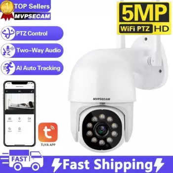Tuya Smart Life 5MP PTZ Wi-Fi IP-камера Открытый 4-кратный цифровой зум AI Обнаружение человека Беспроводная камера P2P Аудио камера видеонаблюдения
