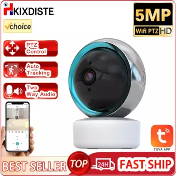 Tuya WIFI PTZ 5MP Радионяня Автоматическая дорожка Крытый Plug And Play Портативный Smart Life Home Мини Двусторонняя аудиозащита безопасности