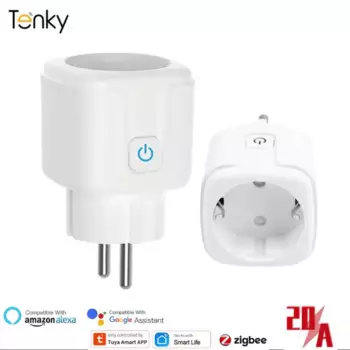Tuya ZigBee розетка 20A ЕС умная штепсельная Вилка для питания умный дом пульт дистанционного управления энергоизмерительная розетка Голосовое управление через Google Home Alexa
