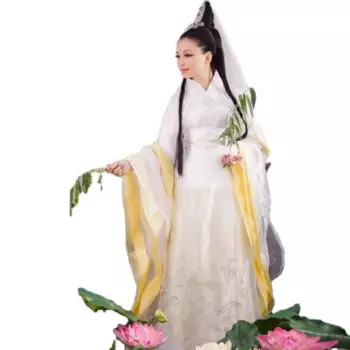 ТВ-фильм, древняя белая вышитая одежда Avalokitesvara Mazu костюм ханьфу, костюм для выступления на сцене, одежда Гуань Инь
