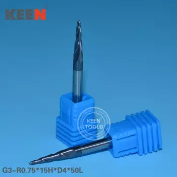 Твердосплавная шаровая Концевая фреза R0.75 * 15H * D4 * 50L, гравировальные сверла с ЧПУ, 3D деревообрабатывающий резак с покрытием