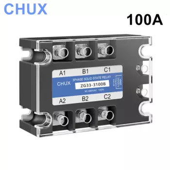 Твердотельное реле CHUX, 100 А, три фазы, 90-480 В переменного тока, напряжение SSR 3-32 В постоянного тока, управление переменным током (стандартное), бесплатная доставка