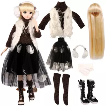 UCanaan/куклы одежда комплект с платьем для 1/3 BJD полный комплект одежды парик обувь модный костюм аксессуары подходят 60 см куклы для девочек