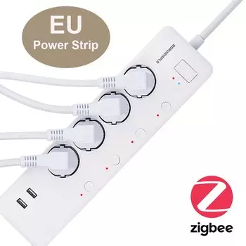 Многофункциональная плата питания borumicropls Zigbee, 16 А, 4AC независимая розетка, 2usb, голосовое управление, работает с Tuya Smart Life H-ue