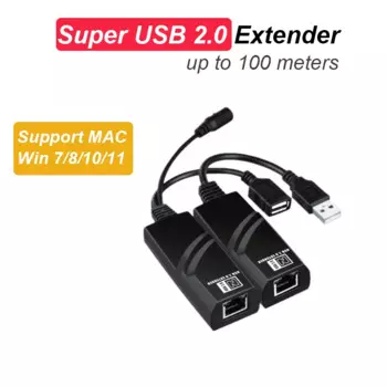 Удлинитель сетевого кабеля USB 2.0 к кабелю Ethernet RJ45 Cat5e Cat6 100 м, поддержка веб-камеры, мыши, клавиатуры, принтера, U-флеш-диска