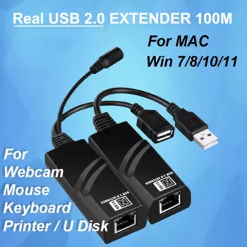 Удлинитель сетевого кабеля USB 2.0 от RJ45 Cat5e Cat6 Ethernet-кабеля 100 м для мыши, клавиатуры, веб-камеры, принтера, картридера, U-флэш-диска