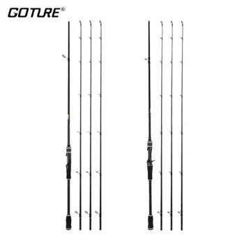 Удочка Goture Master ML+M+MH с тремя насадками, спиннинговые удочки 1,8 м, 2,1 м, 2,4 м, 2-секционные портативные удочки из углеродного волокна 2024